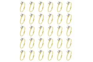 PENTA ANGEL Bridal Shower Rings 30Pcs Fake Diamond Engagement Rings for Wedding Bride To Be Valentine’s Day Game Party Favors Table Decoration
