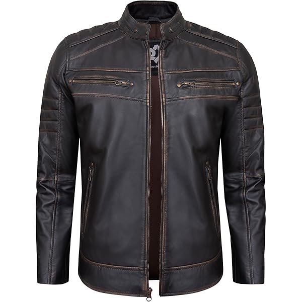 Men's Real Leather Jacket 100% Lambskin Quilted Design Biker