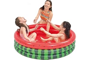 SUMBEE 47" x 47" x 12" Inflatable Kiddie Pools 3 Ring Watermelon Plastic Paddling Pool Baby Swimming Pool for Toddler Backyard Garden Outdoor Blow Up Wading Pools Childrens Pools Pit Ball Pool