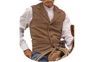 Garqia Clyon Hunting Aged Mens Tweed Vests Herringbone Waistcoats Retro Casual Wedding Wool Business Vests