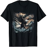 Bald Eagle Flying Across Mountains Forest American T-Shirt