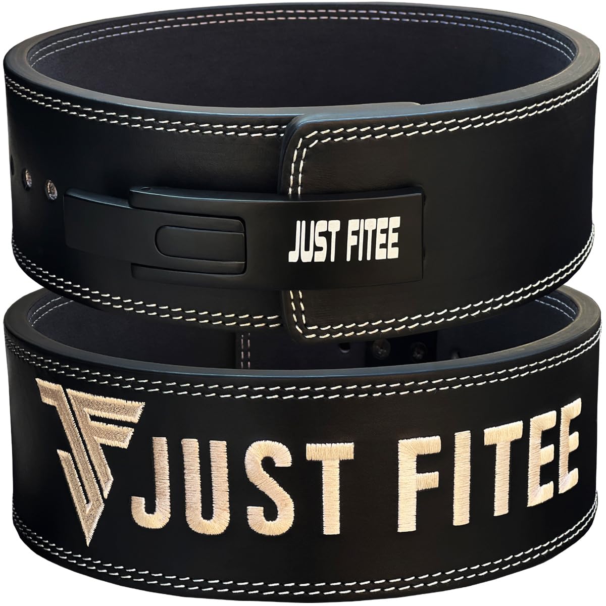 Just Fitee Weightlifting lever Belt Powerlifting Belts,gym belts,Strength Belts 4 Inch 10-13 mm for Men and Women with stainless steel Lever Buckles S-XXL (Black White, S)