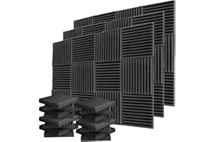 N/W YDHTDLHC 52 Pack sound proof foam panels for walls studio equipment foam 12 ″; X12”；X1〃； Sound insulation cotton, suitable for churches, anchor rooms, karaoke halls, and home theaters (Black)