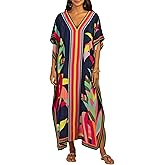 Bsubseach Women Plus Size Kaftan Dress Swimsuit Cover Up Caftan Maxi Beach Dresses Cover Ups