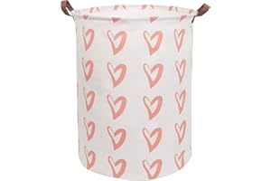 CLOCOR Large Storage Basket,Canvas Fabric Waterproof Storage Bin Collapsible Laundry Hamper for Home,Kids,Toy Organizer (Orange Heart)