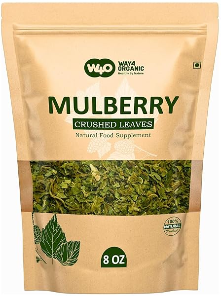 MULBERRY LEAF TEA 8 OZ, DRIED CRUSHED LEAVES, BEST CAFFEINE FREE TEA – WAY4ORGANIC (1 PACK)