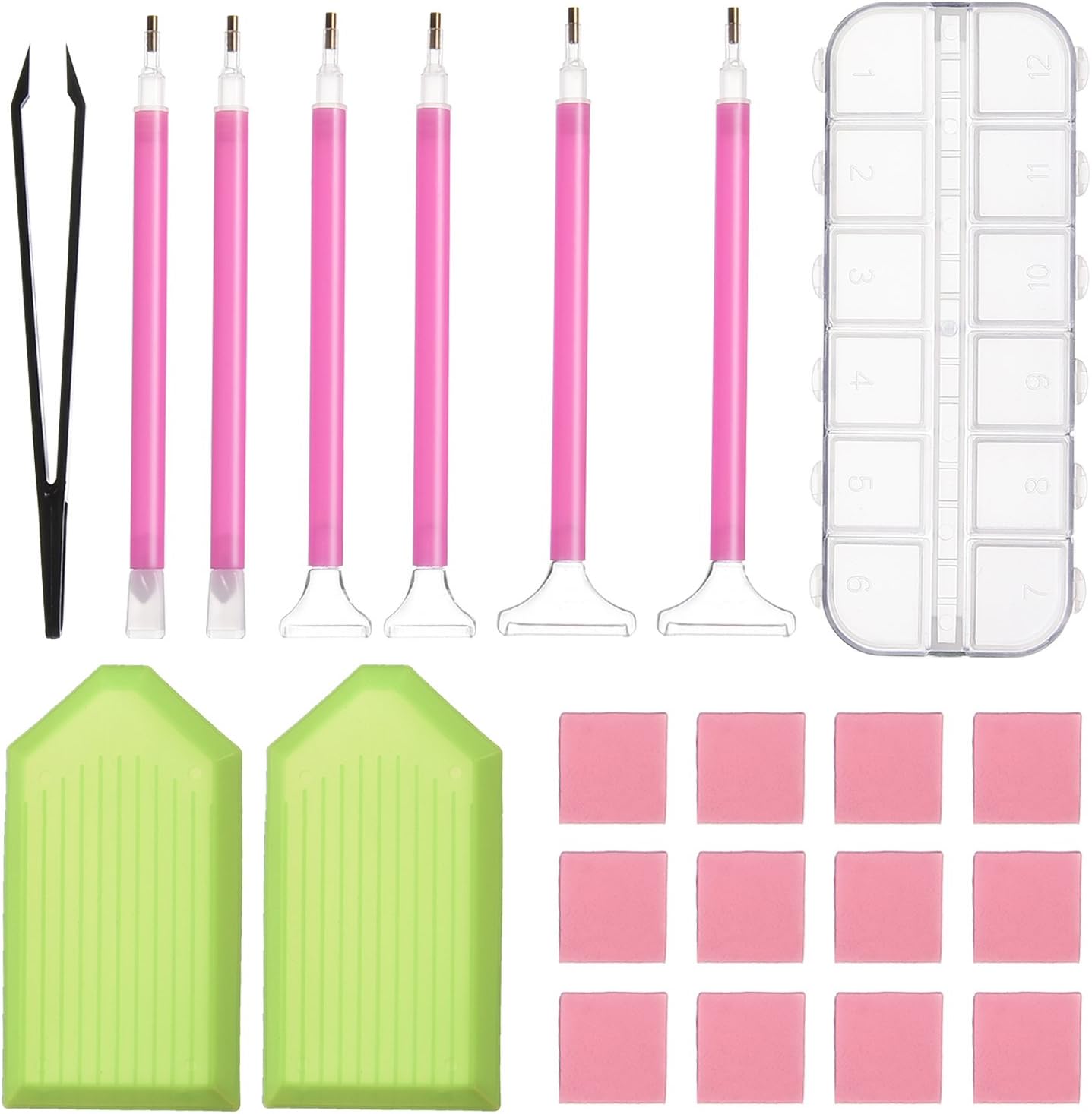 Diamond Painting Tools DIY Diamond Stitch Pen Kit with Tweezers, Glue, Plastic Tray, Diamond Embroidery Box