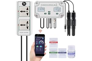 Yewhick WiFi pH EC Monitor, 24/7 Online EC PPM pH Mete Hydroponic Nutrients Monitor, APP Online Nutrient Meter with Data Logger Function for Nutrient Reservoir Water Tank DWC Indoor Garden