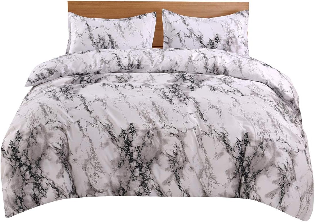 YMY Lightweight Microfiber Bedding Duvet Cover Set, Marble Pattern