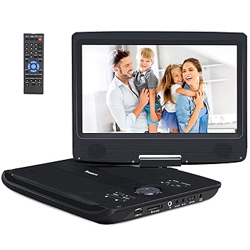 NAVISKAUTO 10,1 Zoll DVD Player HD Tragbarer DVD Player 1024 * 600 5 Stdn. Akkudauer 270°Drehbarer Portabler DVD Player Auto 