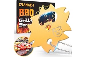 CRANACH Grill Scraper Christmas Stocking Stuffers - Kitchen Gadgets BBQ Accessories Gifts for Men Dad Women Safe Grill Gate Grate Cleaner Tools for Barbeque Cleaning Bristle Free Cool Grilling Ideas (Gold)