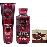 Bath & Body Works Champagne Apple & Honey Body Cream and Body Wash Duo Set with a Cherry on Top Bar Soap - Full Size