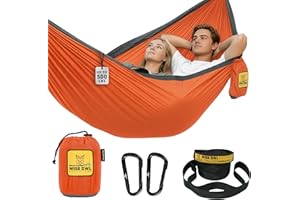 Wise Owl Outfitters Camping Hammock – 500lbs Portable Hammock with Tree Straps - Travel, Backpacking, Hiking, Outdoors Camping Gear - Single or Double