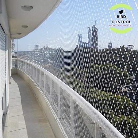 Bird Control Nylon Anti-Bird Net UV Stabilized Transparent Monofilament Knotted Nylon Bird Net with Cable Ties & Tying Ropes (10ftX6ft)