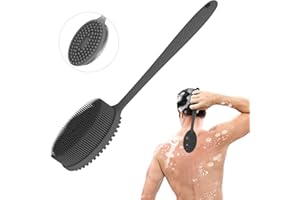 MateeyLife Silicone Body Scrubber Exfoliator with Handle, Gentle Back Scrubber for Shower, Shower Brush for Body, Bath Back Brush for Shower, Silicone Loofah Body Scrubber, Bath Scrubber for Body