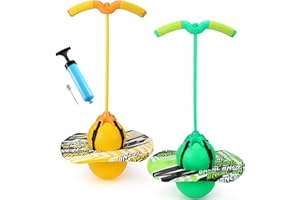 Layhit 2 Pcs Pogo Jumper with Handle for Kids Pump Pogo Ball Stick Jumper Balance Bounce Ball with Pump and Strong Grip for Adults Teen Indoor Outdoor