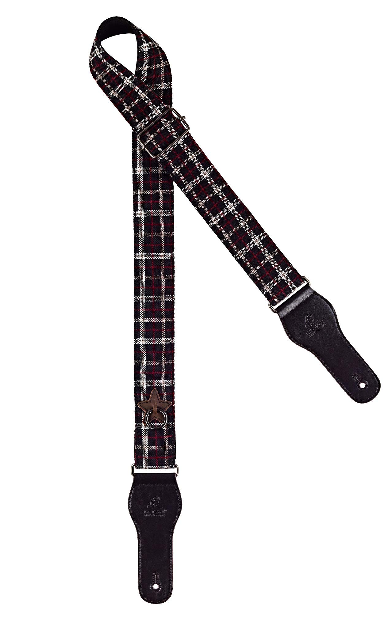 Ortega Guitars Adjustable Guitar Strap – Acoustic Guitar / Bass, Electric Guitar / Bass – Highland Series – Cotton, Scottish Dark (OCS-140)