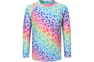LOLLISY Girls Long Sleeve Swim Shirt Rash Guard for Girls One Piece Bathing Suits with UPF 50+ Sun Protection 3-16 Years