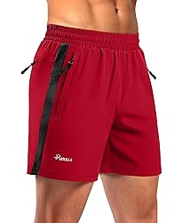 Pudolla Men's Running Athletic Shorts with 3 Zipper