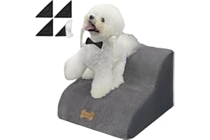 NECRELY Small Dog Stairs to high beds, 2-Step Small Large Dog Steps for Couch/Bed high 12"-14 inchs, 2 3 4 5 Steps Dog Pet Stairs for Old Large Dogs & Cats, with Non-Slip Sticker Balanced Dog ramp, 30D Grey