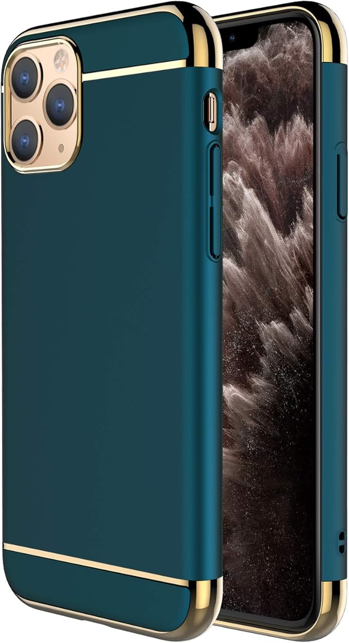 Iphone 11 Pro Case Rorsou 3 In 1 Ultra Thin And Slim Hard Case Coated Non Slip Matte Surface With Electroplate Frame For Apple Iphone 11 Pro 5 8 19 Dark Green Amazon Com