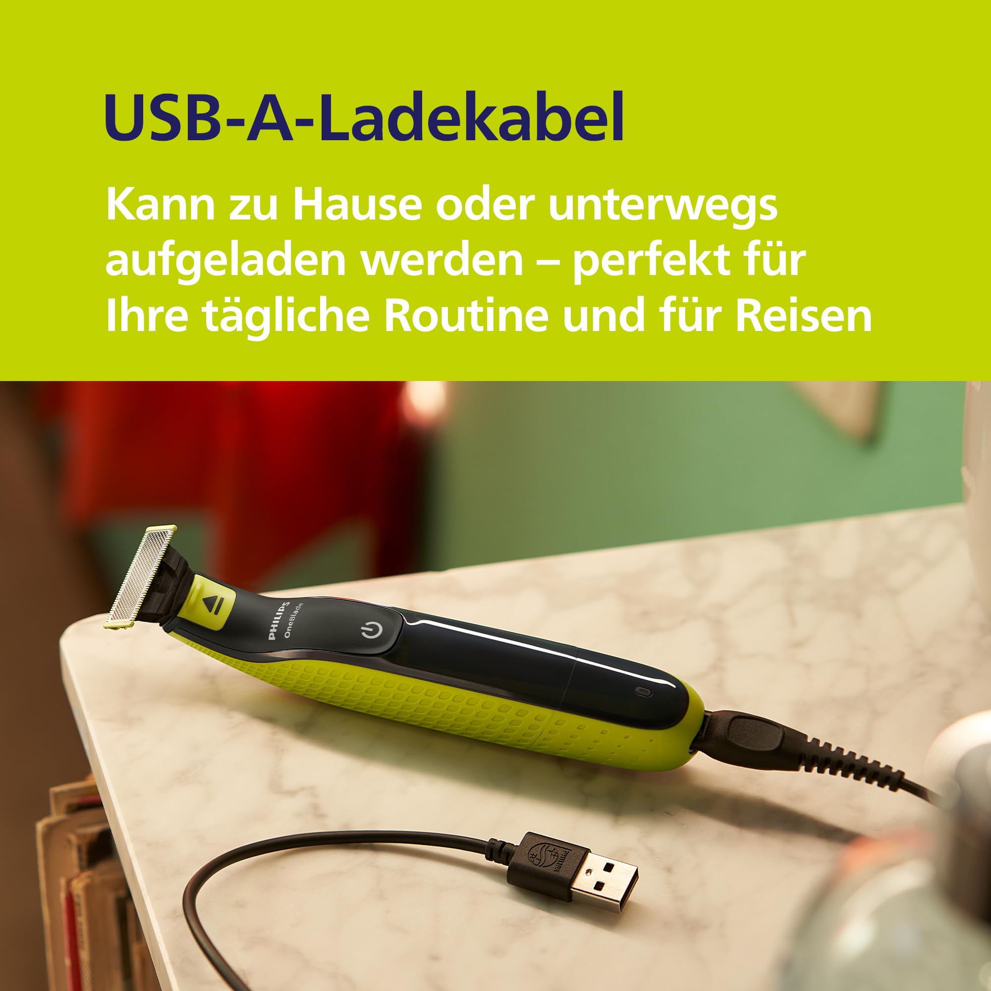 PHILIPS OneBlade 360 Face & Body - elektrischer Rasierer, Trimmer & Bodygroomer, 3x 360 Klingen, 3x Trimmaufsätze (1/3/5 mm), 2x Körperaufsätze, Nass- & Trockenrasur für Gesicht & Körper (QP2824/31) 6