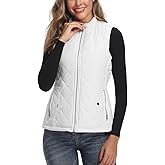 LONGKING Women's Vest, Stand Collar Lightweight Zip Quilted Vest for Women