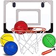 NI-ROU Indoor Mini Basketball Hoop for Kids,Mini Basketball Hoop with Electronic Scoreboard & 2 Balls,Over The Door Basketbal