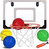NI-ROU Indoor Mini Basketball Hoop for Kids,Mini Basketball Hoop with Electronic Scoreboard & 2 Balls,Over The Door Basketball Hoop with LED Lighting, Basketball Wall-Mount Hoops & Goals Toys
