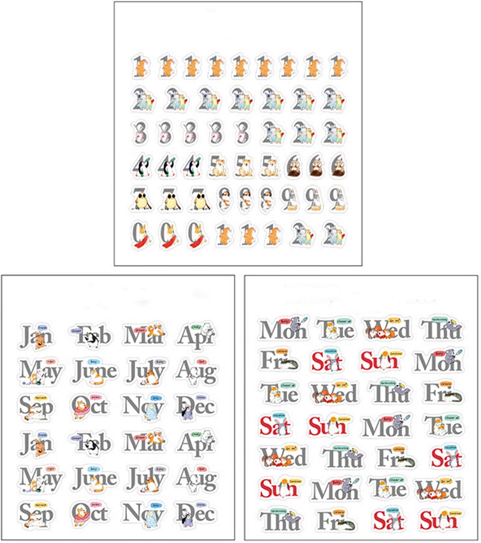 18 Sheets Calendars Planner Stickers for Bullet Journal Planner, Monthly, Weekly, Daily Self Adhesive DIY Craft Scrapbooking Sticker