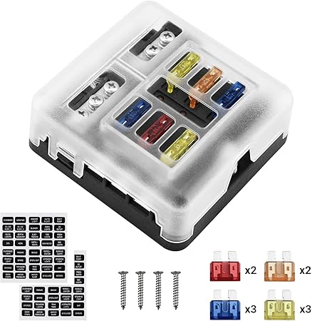 Amazon Kohree ヒューズボックス ホルダー 6way 防水防塵 Led警告ライト 回路保護ブロック ビューズキット ステッカー付き Ato Atc ブレードヒューズ 自動車 トライク ボート用 12v 32v 1年安心サービス ヒューズ 車 バイク