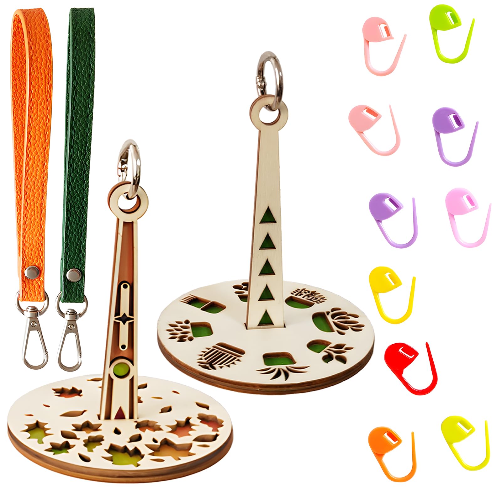 Wrist Strap Yarn Holder Set 12PCS Wrist Yarn Holders with Leather Wristband and Marking Needles to Prevent Yarn Tangling and Displacement，Suitable for Sweaters, Woolen Hats, Handicrafts