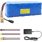 KBT 36V 5Ah Rechargeable LiFePO4 Battery Pack with Charger, Charging Cable, Cable Connector, Build-in 10A BMS