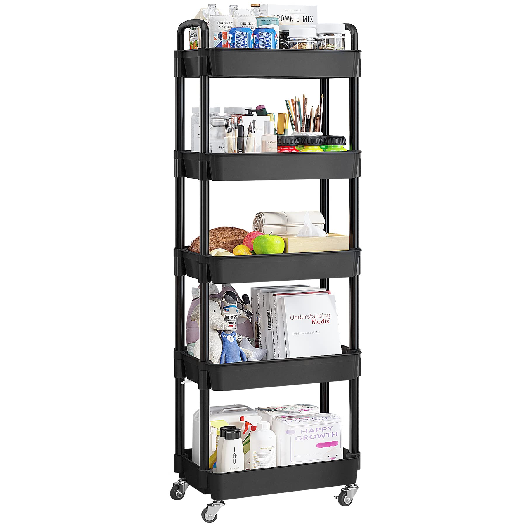 UDEAR 5-Tier Rolling Utility Cart with 12 Category
