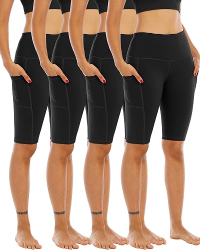Umstands-Shorts Für Damen – 4 Stück, Mit Überbauch-Taschen, Yoga, Sport, Aus Polyester-Spandex