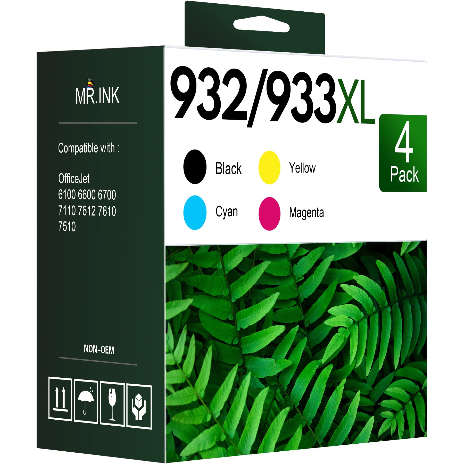 Photo 1 of 932XL 933XL Ink cartridges Combo Pack Compatible for HP 932XL 933XL 932 and 933 Ink cartridges Work Well for HP OfficeJet 6100 6600 6700 7110 7510 7612 7610 Printers (4 Pack)