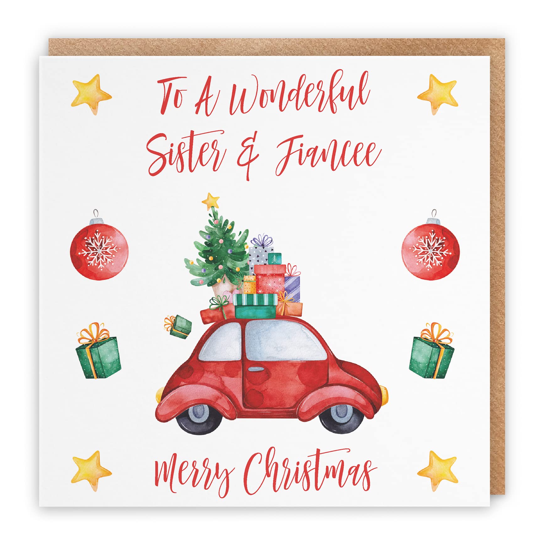 Hunts England - Sister And Fiancee Christmas Card - To A Wonderful Sister & Fiancee - Merry Christmas - Christmas Holiday Collection