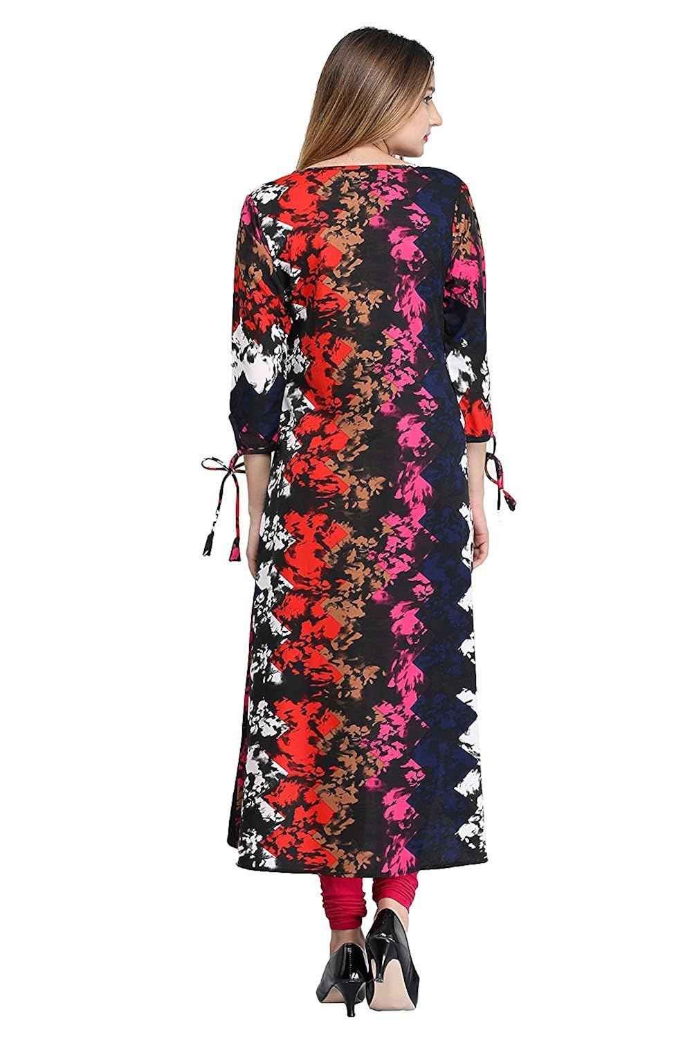 the bebo pink 3/4 sleeve crepe straight elegant kurti