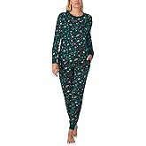 kate spade new york Women's 2-Piece Long Sleeve Crew Neck Top & Jogger Pants Pajama Lounge Set, Velour, Drawstring Waist