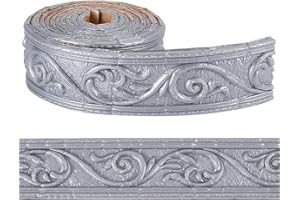 CRASPIRE 3D Light Grey Crown Molding Peel and Stick Flexible Moldings Trim Border Edging Strip Foam Mirror Frame Baseborad Self Adhesive Wall Lines for Ceiling Home Kitchen Bathroom Vintage Pattern