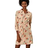 Allegra K Women's Button Down Vintage Polka Dots Dresses Collar Tie Belted Floral Shirt Dress