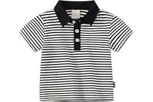 Toddlers Baby Polo Shirts Stripe Golf Outfit Polo Collared Shirt for Kids School Uniform Cotton Button Up Clothes