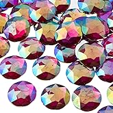 John Bead 200 Pieces 20mm, Fuchsia AB, Acrylic Round Flat Back Rhinestones for Jewelry Making, DIY Crafts, Nail Art, Face Makeup, Clothes