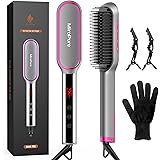 Hair Straightener Brush, MiroPure Infrared Ionic Hair Straightening Brush, 13 Heat Settings with LED Screen & Anti-Scald & Au