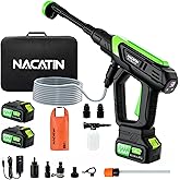 1000PSI Cordless Pressure Washer, 21V 4.0Ah Battery-Powered Brushless Motor Power Washer with 6-in-1 Nozzle, 5 Gear Pressure, Tap Adapter for Car Washing, Patio, Fence, Driveway, Outdoor Cleaning