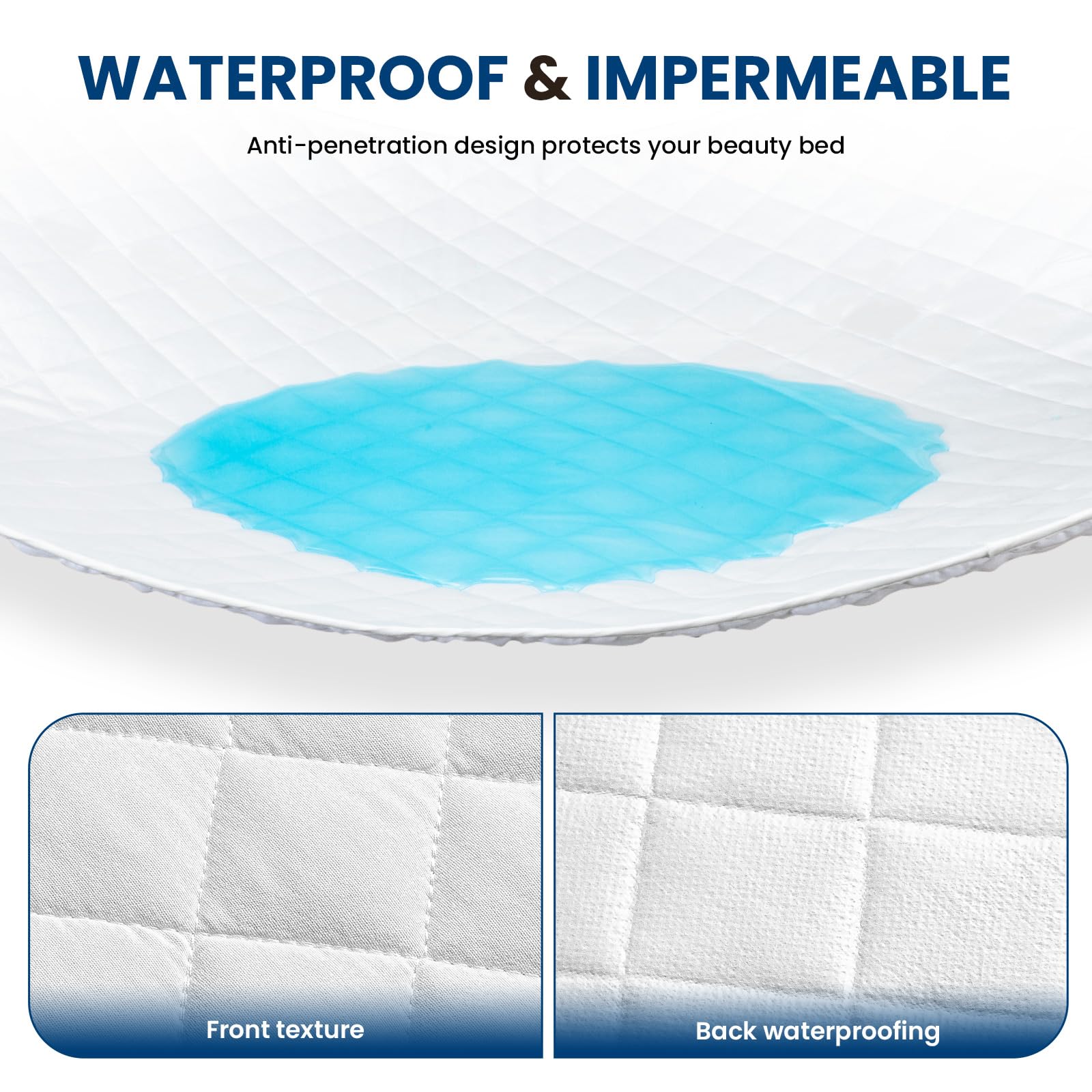 Noverlife 2-Piece Waterproof Microfier Fitted Massage Table Pad Set, Includes Massage Bed Pad Sheet and Face Rest Cover, 72x33in Mattress Protector Pad Universal Size Massage Face Cover for Spa Salon