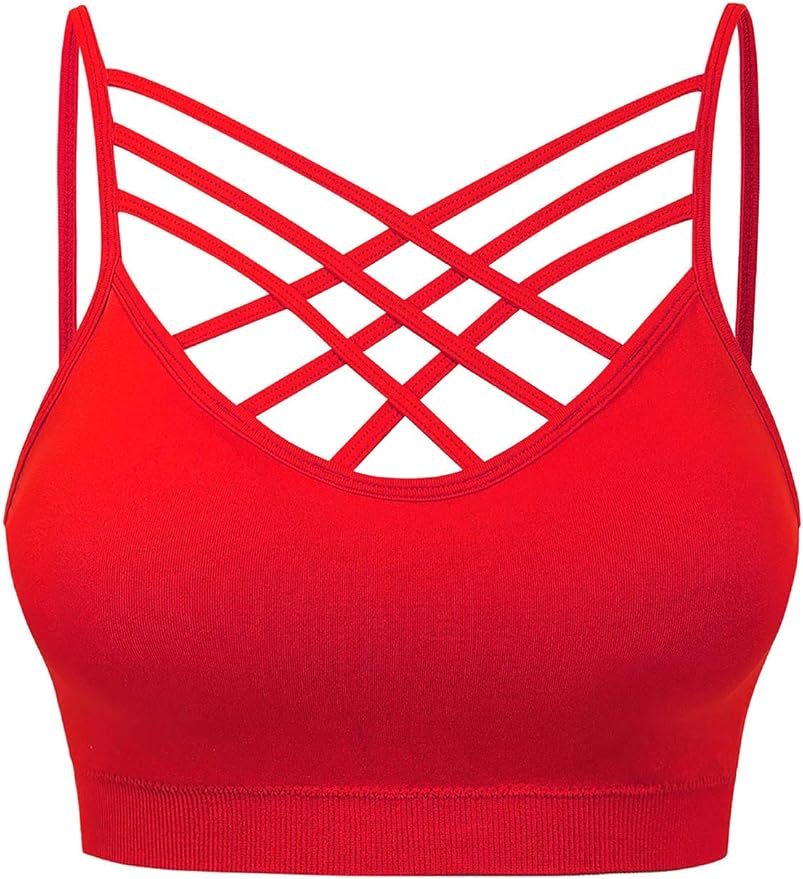 MixMatchy Women's Soft Seamless Triple CrissCross Front Bralette Sport