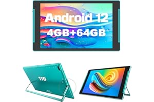 10.1 inch Tablet, TJD Android 12 Tablets, 4GB RAM 64GB ROM (512GB Expandable Storage), Quad Core Processor, HD IPS Screen, 2.