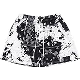 MECH-ENG Men's Paisley Shorts Mesh Graphic Bandana Print Boho Summer Beach Lightweight Drawstring Shorts