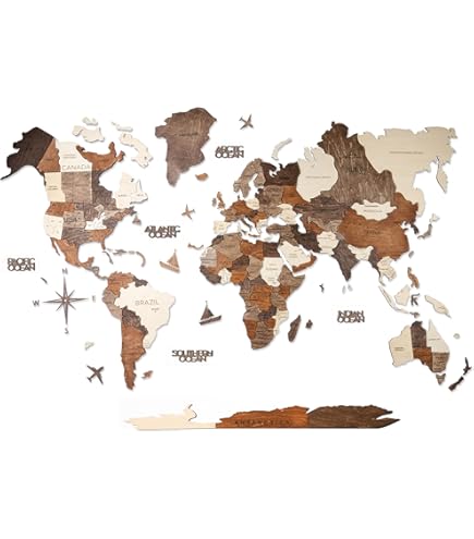 3D Wood Warld Map 14 Mサイズ Amazon.com: AWESOMETIK MULTICOLOR 3D Wood World Map 3D Wood Map of